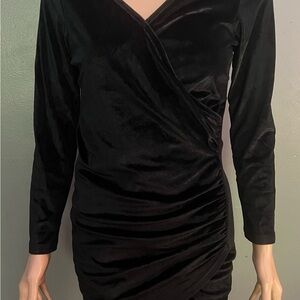 Leo Rosi Black Ruched Wrap Dress